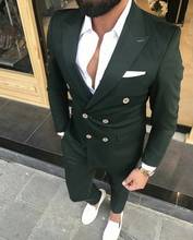 Dark Green Double Breasted Slim Fit Men Prom Suit Wedding Suits For Men Blazer Masculino Costume Homme 2 Pcs (Jacket+Pants+Tie) 2024 - buy cheap