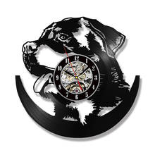 Rottweiler-Reloj de pared LED 3D con diseño moderno de perro, dispositivo de grabación de vinilo, funciona con pilas, silueta Amimal de 12 pulgadas, decoración para sala de estar 2024 - compra barato