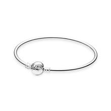 Authentic 925 Sterling Silver Moments Dainty Bow Fashion Bangle Fit Pandora Women Bead Charm Bracelet Gift DIY Jewelry 2024 - buy cheap