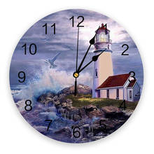 Настенные часы с изображением берега, маяков, моря, круглые модные современные дизайнерские настенные часы, украшение для дома, гостиной, спальни 2024 - купить недорого