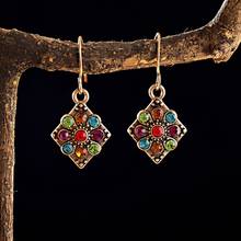 Ethnic Boho Square Statement Rhinestone Earrings For Women Exaggerate Earrings Natural Stones Earring Wedding Jewelry 2024 - buy cheap