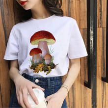 2021 новая хипстерская футболка, простая женская футболка, Повседневная футболка с мультяшным принтом грибов, футболка Ulzzang Harajuku, женская футболка 2024 - купить недорого