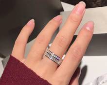 Anillo circular de cristal de Plata de Ley 925, anillos geométricos románticos brillantes, Micro pavé de piedra de CZ, joyería para fiesta y boda 2024 - compra barato