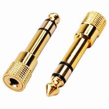 3.5mm tomada para 6.5mm jack plug adaptador de áudio estéreo cabo ouro premium 6.5mm 1/4 polegada adaptador de fone de ouvido adaptador de cabo de vídeo 2024 - compre barato