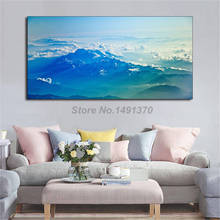 Paisagem natural poster montanhas altas pinturas em tela arte moderna nuvens brancas céu azul decorativo parede fotos decoração da sua casa 2024 - compre barato
