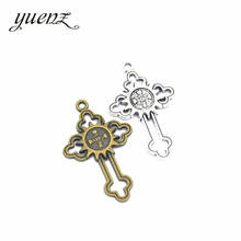 YuenZ-Colgante de Cruz de color plateado antiguo para collar, fabricación de joyería artesanal, 39x24mm, T51, 7 Uds. 2024 - compra barato