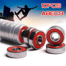 10x ABEC-9 608 2RS противокоррозийный роликовый подшипник для скейтборда, роликовый подшипник с красным герметичным валом 8x22x7 мм 2024 - купить недорого