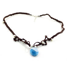 Princess Moana Braided Leather Rope Handmade Blue Stone Necklace Kids Jewlery Cosplay Fans 2024 - buy cheap