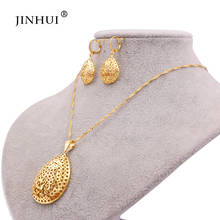 Conjunto de joyería para mujer, collar africano con colgante de color dorado, pendientes, joyería india, Dubái, regalos nupciales de boda 2024 - compra barato