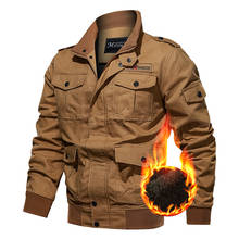 Jaqueta bomber grossa masculina de algodão, casaco estilo militar de inverno com forro de lã, tamanho grande, novo, 2019 2024 - compre barato