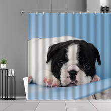 Bonito animais de estimação gato cão animal chuveiro cortinas engraçado bulldog impressão à prova dwaterproof água cortina do banheiro decoração casa banho tela pendurado pano 2024 - compre barato