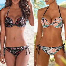 Sexy Floral Print Bikinis Low Waist Swimsuit Women Bandage Bikini Set Swimwear Brazilian Beachwear 2021 Bathing Suit fashion G40 2024 - buy cheap