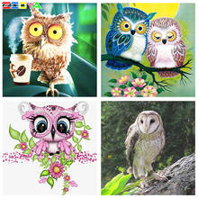 ZOOYA 3D Needlework Diamond Painting Full Drill The Diamond Embroidery Mosaic Pattern Animal Owls Drink Milk Tea In The Car R376 2024 - buy cheap