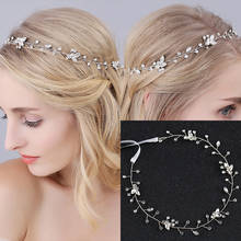 Rhinestone Headbands For Bride Party Crystal Tiaras Hairbands Gold Silver Color Wedding Women Girls Hair Jewelry Hair Vines 2024 - buy cheap