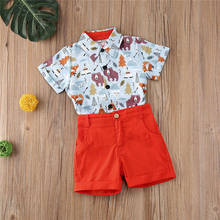 1-6Y Summer Toddler Kid Baby Boy Cotton Clothes Print Outfits Gentleman Short Sleeve T-Shirt+Shorts Pants Fashion Beachwear Set 2024 - buy cheap