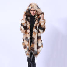 Savabien Asymmetrical Colored Furry Hooded Long Faux Fox Fur Coat 2019 Winter Women Fake Fur Jacket Parka Vintage Female Coats 2024 - buy cheap