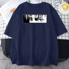 Футболка мужская оверсайз с круглым вырезом, с принтом аниме «атака на Титанов», удобная винтажная одежда, рубашка с классическим рукавом 2024 - купить недорого