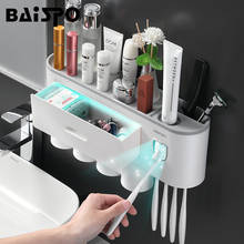 BAISPO Magnetic Toothbrush Holder Bathroom Accessories Automatic Toothpaste Squeezer Dispenser For Home Bathroom Sets Storage 2024 - купить недорого