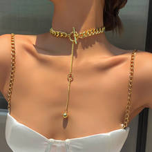 Moda ouro prata cor grossa clavícula corrente liga bola pingente colar para as mulheres 2021 na moda jóias colares feminino novo 2024 - compre barato