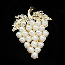 Broches clásicos de uvas, broche de diamantes de imitación de perlas para vestidos nupciales de boda, broche de Hijab, hebilla de bufanda, alfileres, regalos de joyería 2024 - compra barato