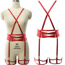 Sexy Body Harness Bondage Bodysuit Red Hollow Lingerie Bra Punk Woman Stockings Leg Garter Belt Goth Open Chest Harness Cage Bra 2024 - buy cheap