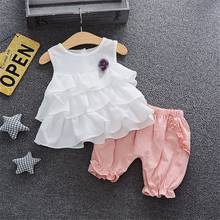 Toddler Kids Baby Girls Ruffles Flowers Tops Solid Ruched Shorts Pants Outfits  Spring Baby Girls Clothes Sets Summer Outfits 2024 - buy cheap