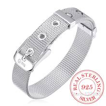 Fashion Belt Design Pure 925 Sterling Silver Fine Jewelry Bracelet Top Quality 14mm Watch Chain Bangles For Man Gift 2024 - buy cheap