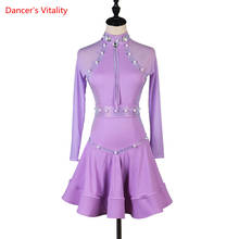 Latin Dance Costume Women Long Sleeve Shiny Diamond Latin Dress Female Rumba Practice Clothes Tango Performance Costume 2024 - buy cheap