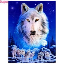 DIY Diamond Cross Stitch, Wolves moon landscape Round square Full Diamond, Animal Cross Stitch Embroidery, Rhinestone painting 2024 - buy cheap