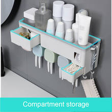 Soporte de pared para cepillo de dientes, exprimidor automático de pasta dental, caja de almacenamiento, juego de accesorios de baño, nuevo 2024 - compra barato