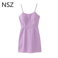 NSZ women plaid bodycon camisole dress sexy backless summer strap cami dress beach clubwear sleeveless dress sundress cotton2020 2024 - buy cheap