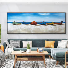 Abstract Colorful Boats On The Blue Sea 100% Hand Painted Oil Painting On Canvas Modern Seascape Wall Art For Living Room Decor 2024 - buy cheap