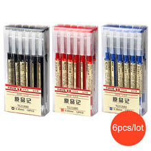 Lote de 6 bolígrafos de tinta a base de agua, rotuladores de Gel de 0,5mm, negro/rojo, suministro de papelería para oficina y escuela 2024 - compra barato