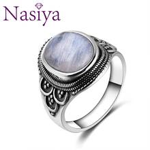925 Silver Ring Big Oval Natural Moonstone Gemstone Rings For Men Women 925 Silver Jewelry Party Wedding Birthday Gift wholesale 2024 - buy cheap