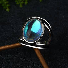 European American Big Moon Stone Thai Ring For Women Exaggerated Vintage Epoxy Transparent Retro Ring Jewelry 2020 New 2024 - buy cheap