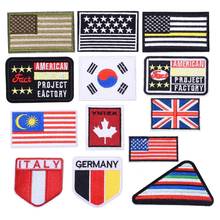 Emblemas com bandeira americana alemanha coreia emblema para roupas faça você mesmo listrados em ferro apliques vestimentas térmicas adesivos bordados britânico 2024 - compre barato