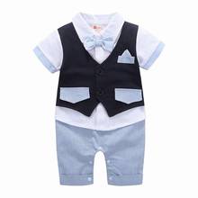 Conjunto Formal con lazo para bebé, ropa para niño, Pelele de manga corta, mono Nowborn 2024 - compra barato