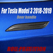 Manija de puerta para Tesla modelo 3 2018-2019, pegatina de decoración de coche, Protector de puerta para Tesla modelo 3, accesorios de fibra de carbono 2024 - compra barato