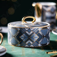 American Ceramic Storage Jars Golden Stroke Coffee Sugar Bowl Bedroom Cosmetic Container Home Decoration Modern Organizer 2024 - buy cheap