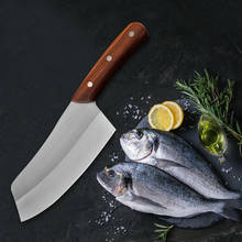Нож Кливер, японский кухонный нож шеф-повара, ножи с деревянной ручкой для мяса, фруктов, овощей, рыбы, мясника, нож, китайский Кливер, ножи с высоким содержанием углерода 2024 - купить недорого