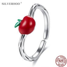 SILVERHOO 925 Sterling Silver Rings For Women Tiny Apple Shape Adjustable Ring Teenager Gift Hot Selling Female Fine Jewelry 2024 - buy cheap