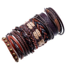 Pulseira de couro unissex com rebites, bracelete de couro multicamadas simples e versátil com fecho 2024 - compre barato