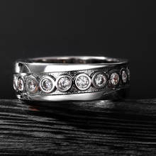 Huitan-anillos de boda de diseño clásico para parejas, joyería brillante de circonita blanca redonda, estilo atemporal, para mujeres y hombres, envío directo 2024 - compra barato