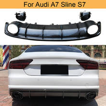 Carbon Look Rear Bumper Diffuser Lip for Audi A7 Standard Sline S7 2016-2018 PP Black Rear Diffuser with Exhaust Tips Not RS7 2024 - buy cheap