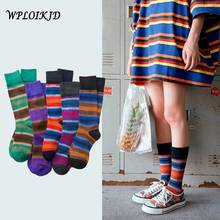 WPLOIKJD-Calcetines de algodón a rayas para mujer, calcetín de estilo japonés, para estudiantes universitarios, moda de otoño e invierno 2024 - compra barato