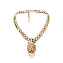 Youvanic Punk Lion Pendant Necklaces For Women Hiphop Cuban Choker Gold Thick luminium Chain Necklace Jewelry Collar 2782 2024 - buy cheap