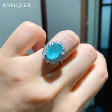 Luxury Women's Ring 8*12mm Paraiba Tourmaline Blue Stone Aquamarine Lab Diamonds Rings for Female Fine Jewelry Gift Accessories 2024 - buy cheap