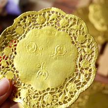2022 New 50Pcs 3.5 Inch Hollow Floral Round Lace Paper Doilies Party DIY Gold Placemat 2024 - buy cheap