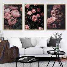 Flor impressão nórdico rosa lírio cartaz da lona botânico escandinavo parede arte pintura decoração imagem para sala de estar 2024 - compre barato