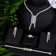 Missvikki conjunto de joias de luxo feminino, 4 peças, zircônia cúbica bicolor, vestido de noiva africano 2024 - compre barato